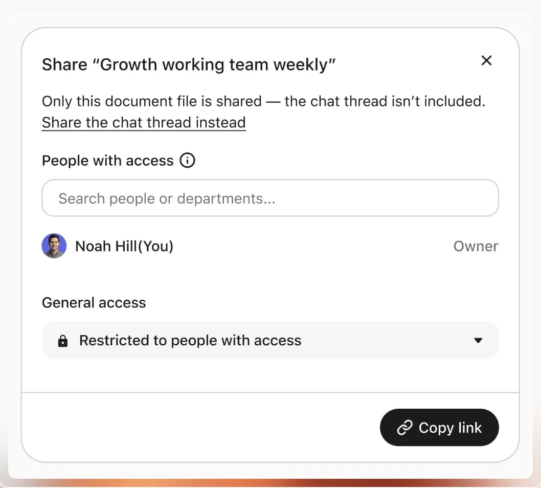 Sharing a finished Fig document with teammates