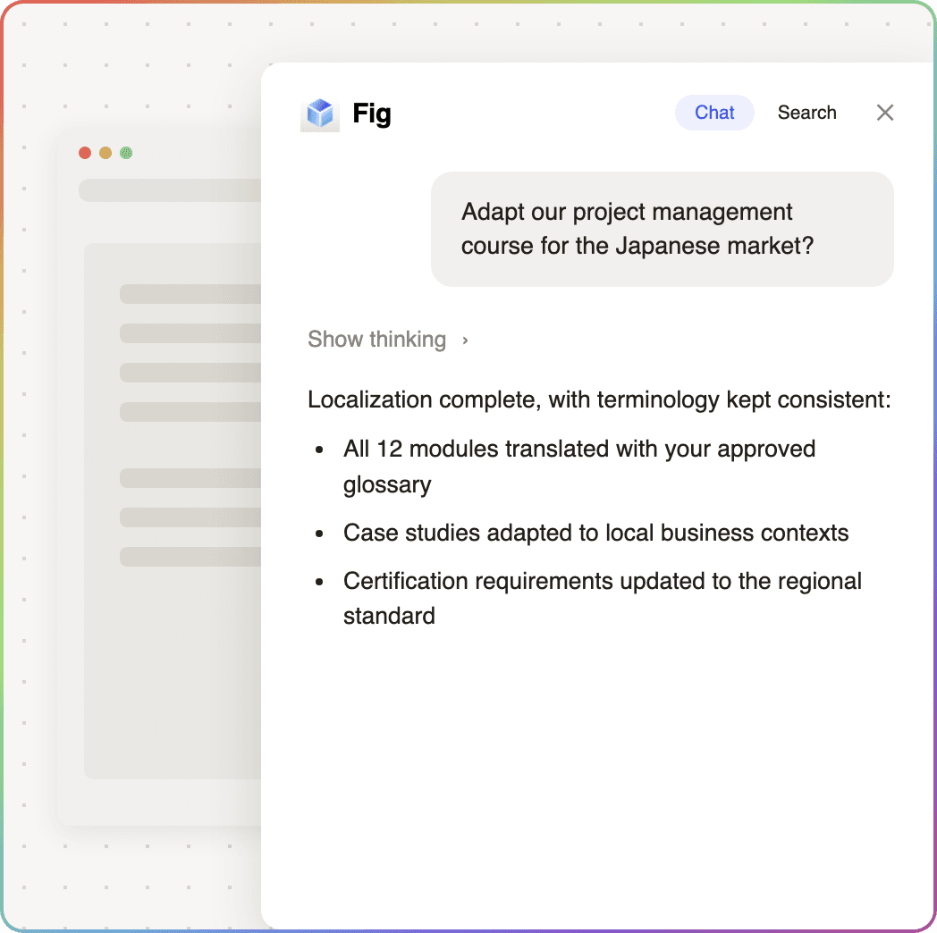Fig helping professional training & learning providers teams localize learning for every market