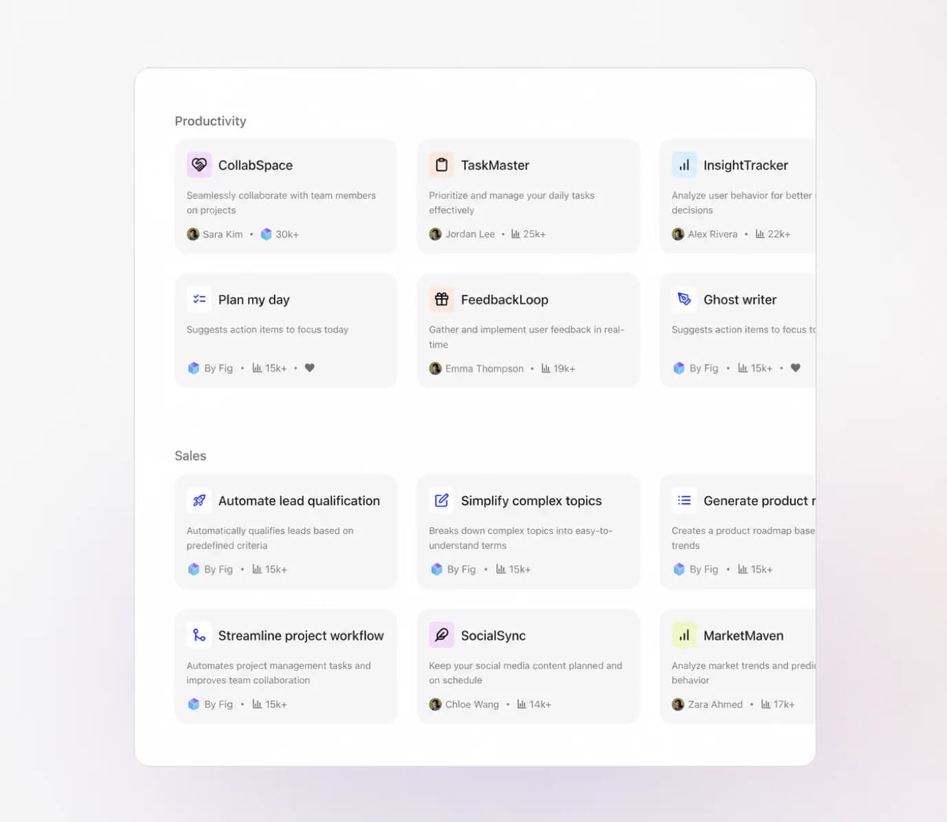 A marketplace of certified Fig agents available to employees