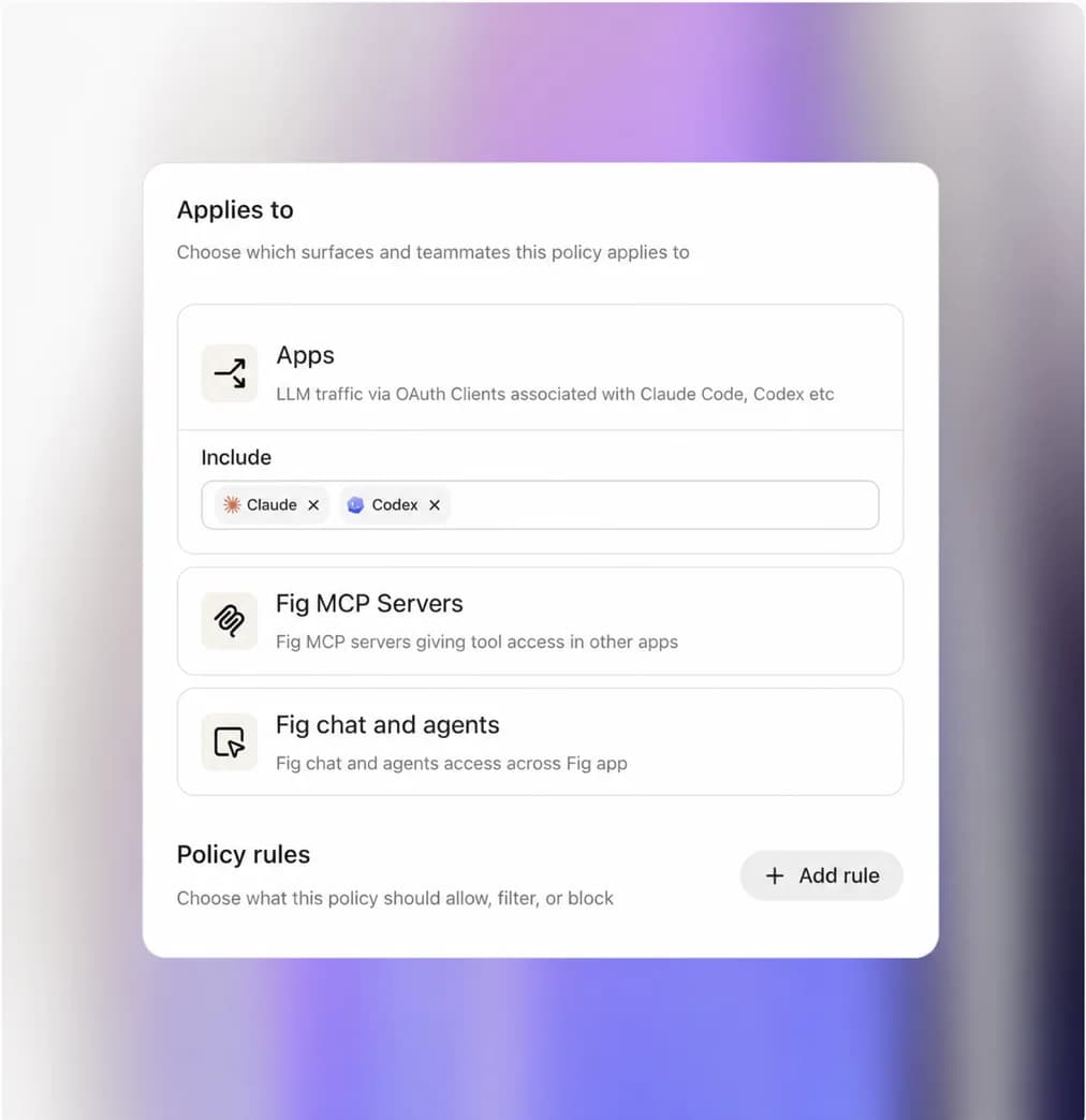 Fig policies applied to AI apps, MCP servers, chat, and agents