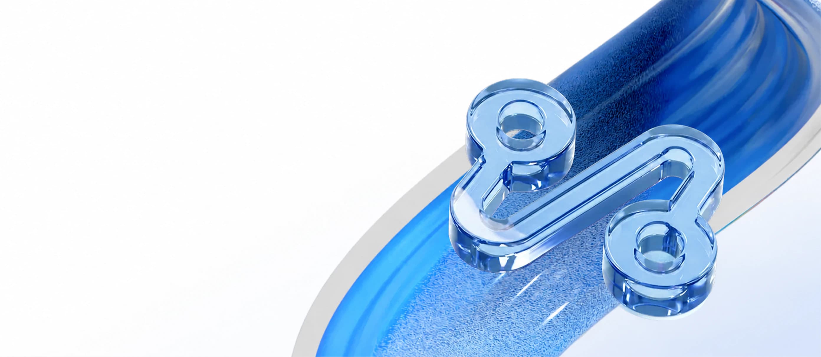 Abstract blue glass forms representing Fig Intelligence