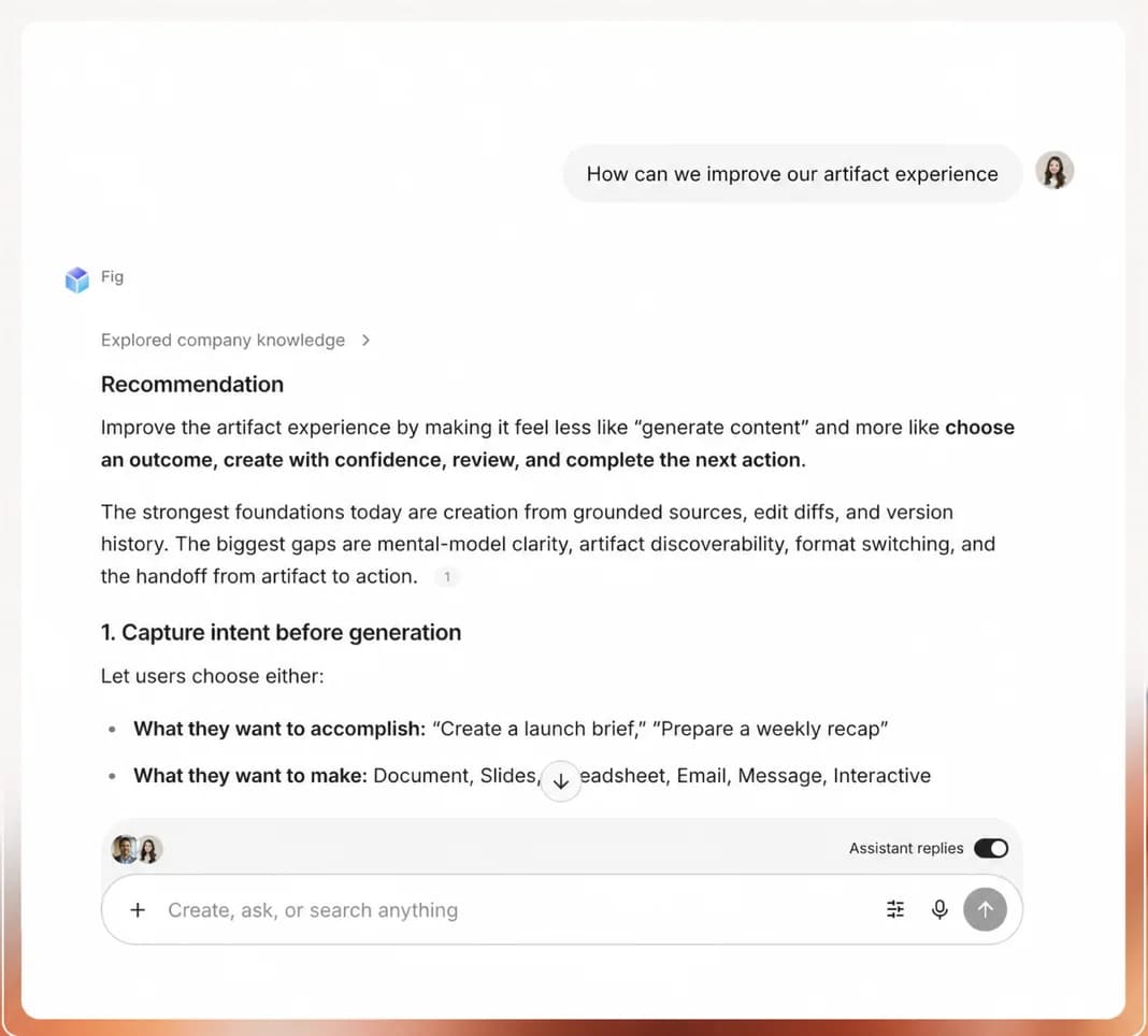 A Fig recommendation inside a collaborative conversation