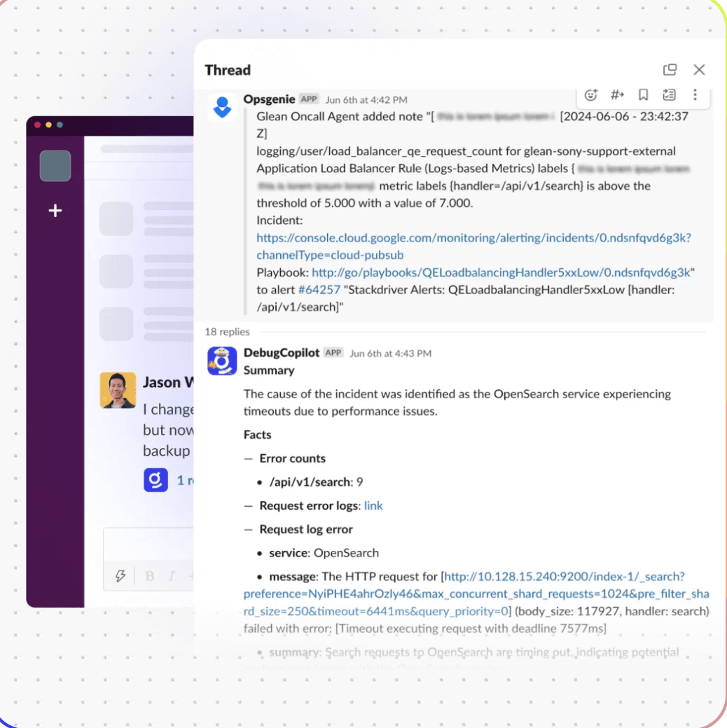 Fig helping an on-call engineering team debug an incident