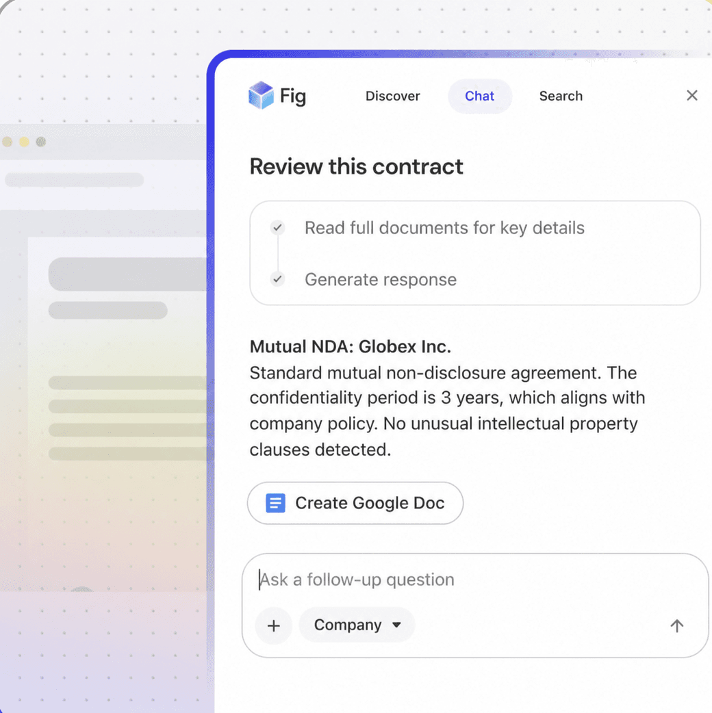 Fig reviewing a legal contract against approved company guidance