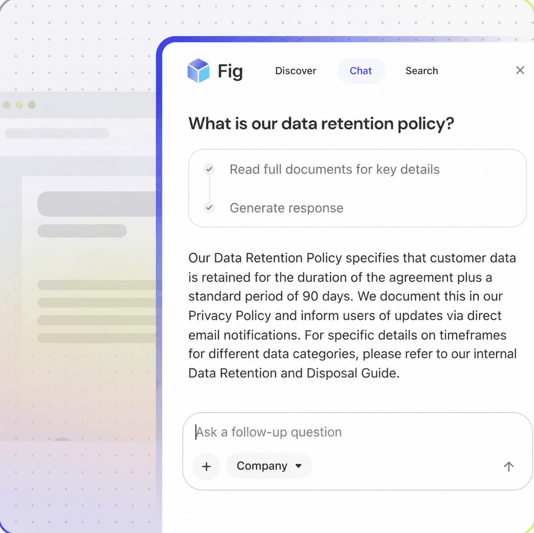 Fig answering a legal question about data retention policy