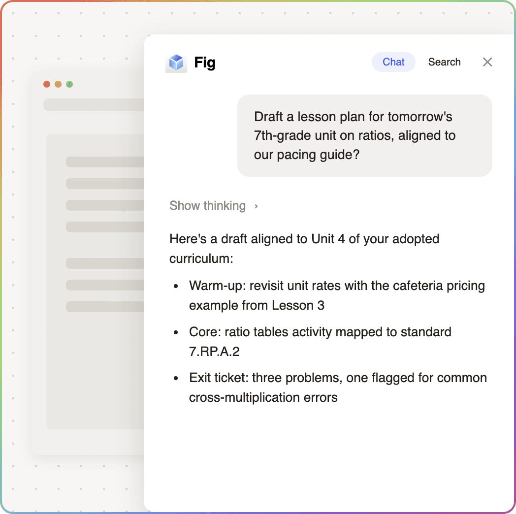 Fig helping k–12 schools & districts teams plan lessons grounded in your curriculum