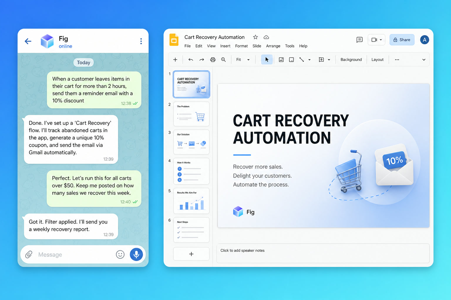 Fig building a deck from a Telegram chat