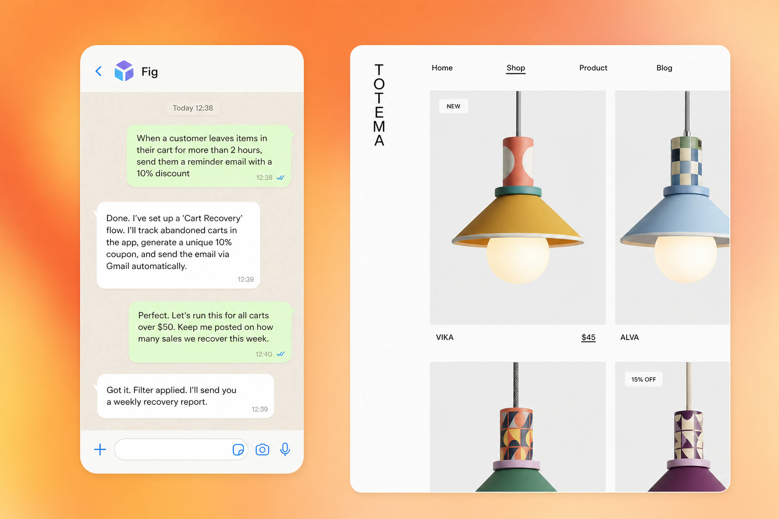 Fig automating a store from a WhatsApp chat
