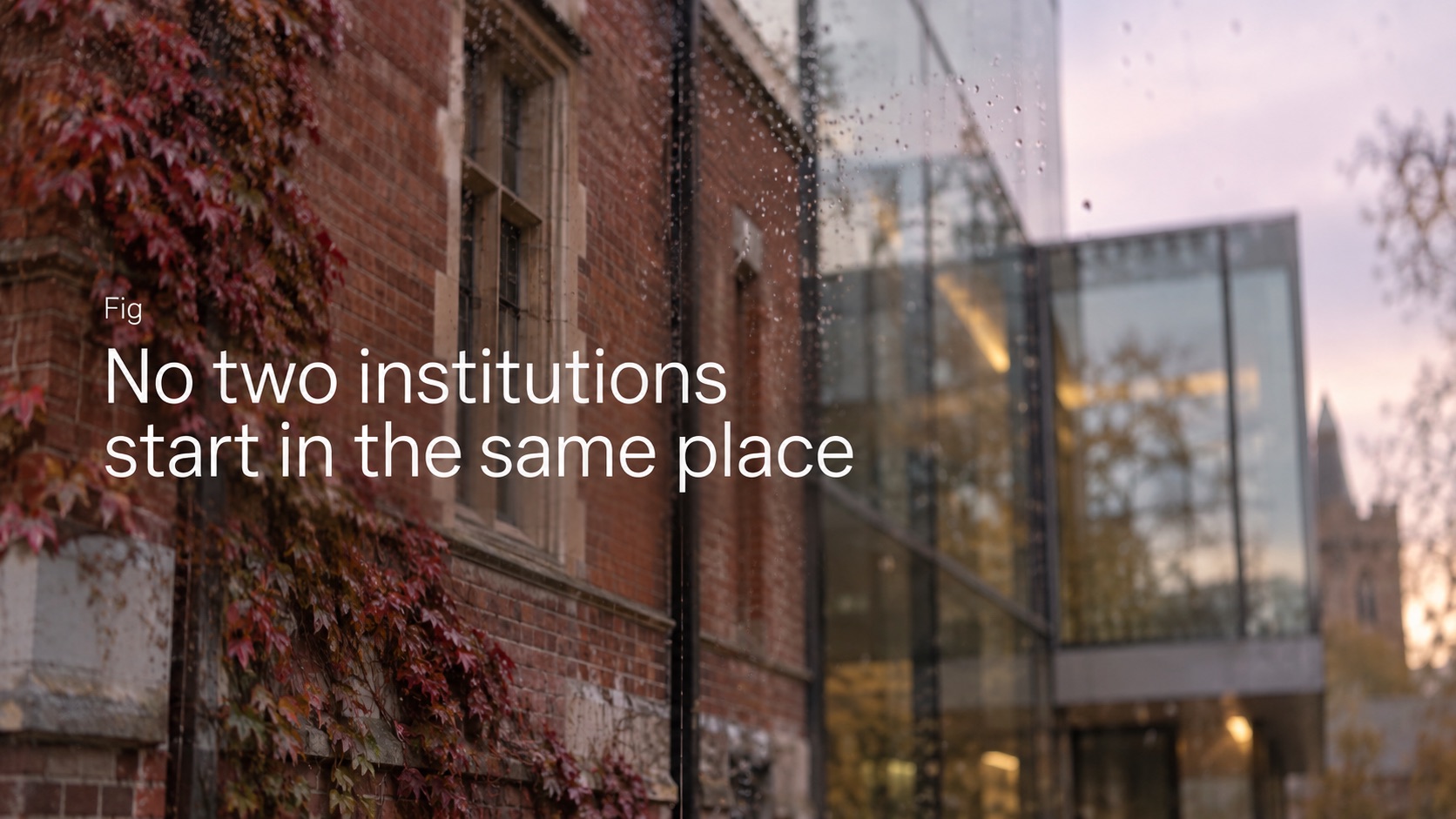 No two alike, a Fig post on five kinds of institution and where each tends to begin.